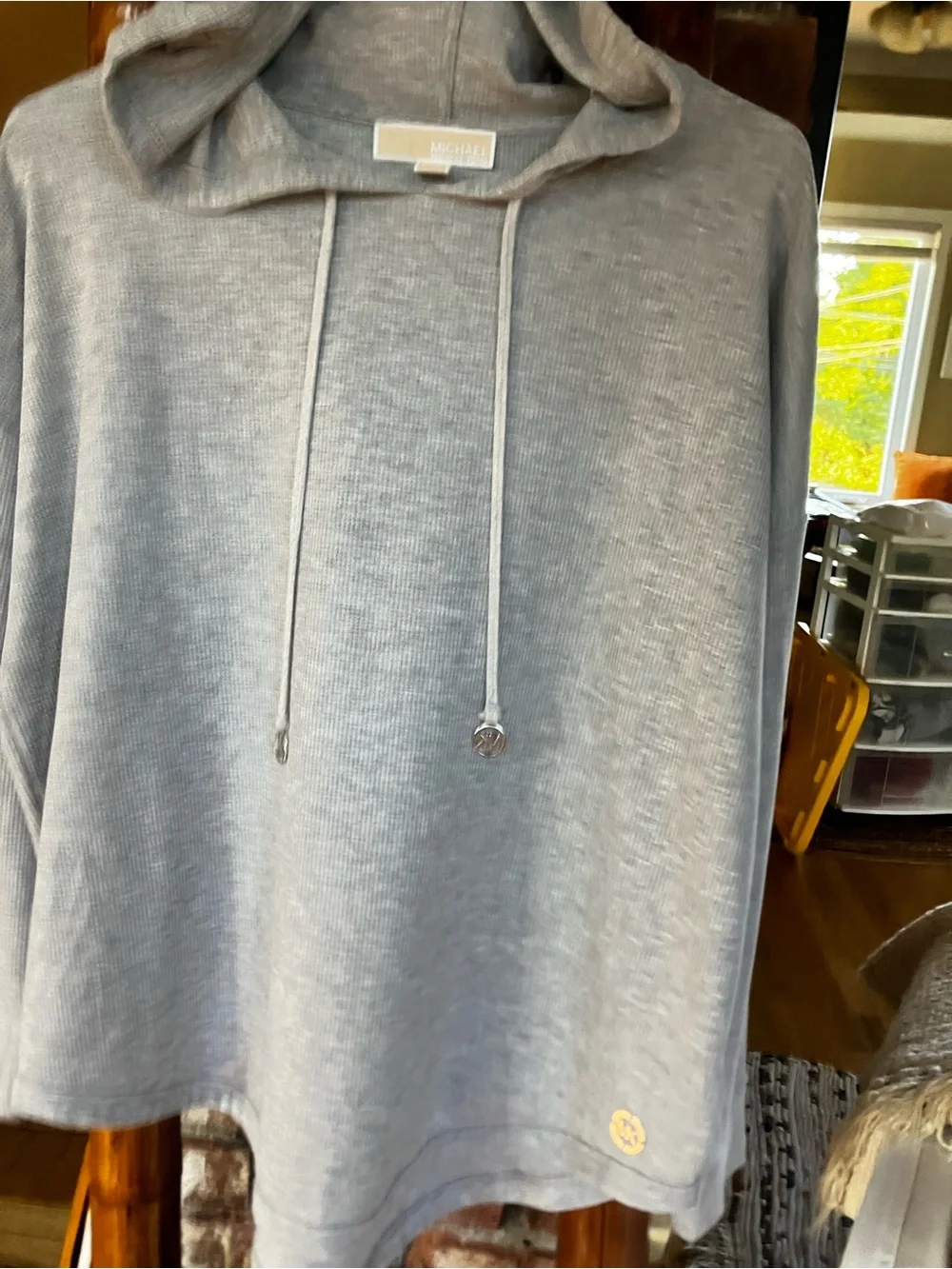 Michael Kors Gray Hoodie Pullover Sweatshirt Womens Petite Large PL